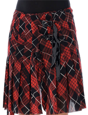 JEAN PAUL GAULTIER Mid-Thigh Pleated Tartan Skirt in Regular Fit