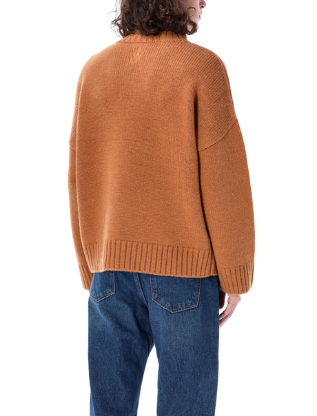 JW ANDERSON High Neck Leather-Trimmed Wool Blend Sweater