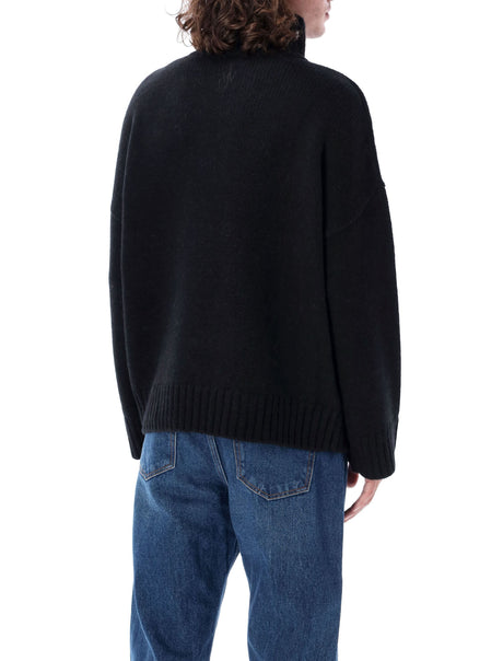 JW ANDERSON Elevated High Neck Knit Sweater with Leather Pocket