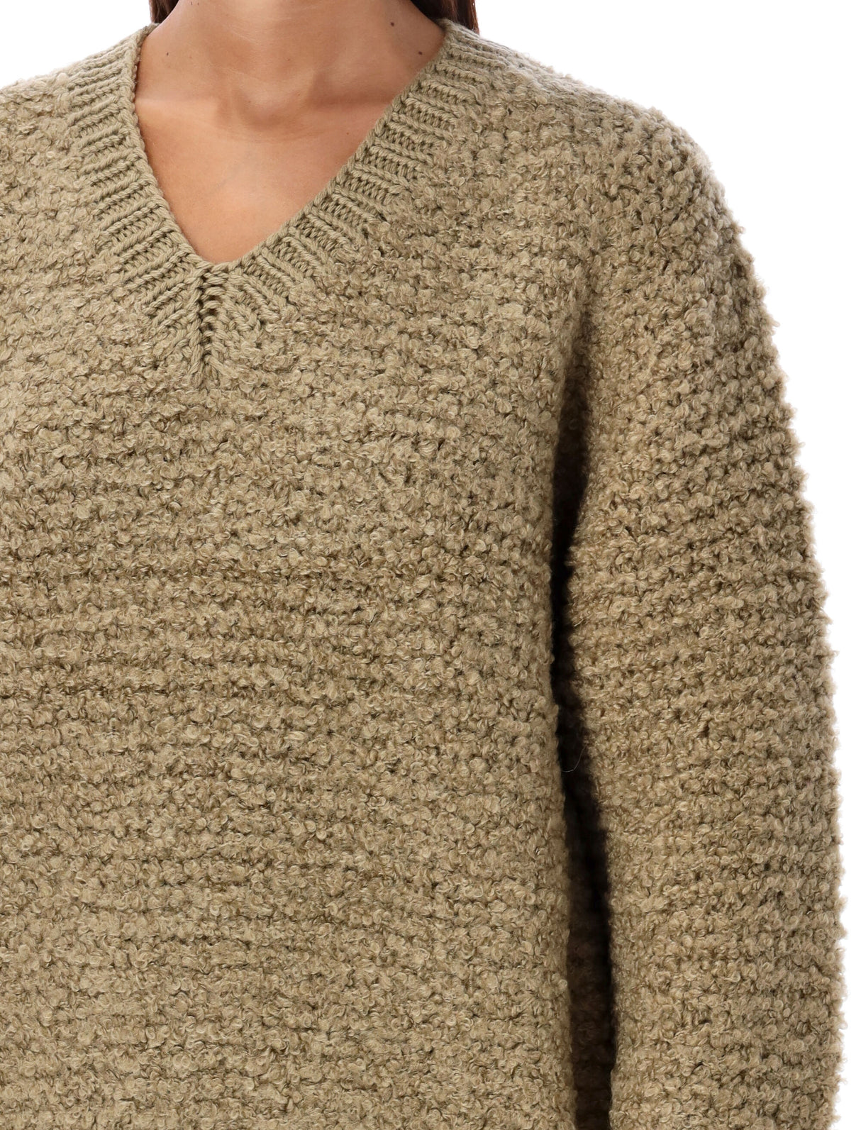 JW ANDERSON Textured Knit V-Neck Sweater - Relaxed Fit, Size S