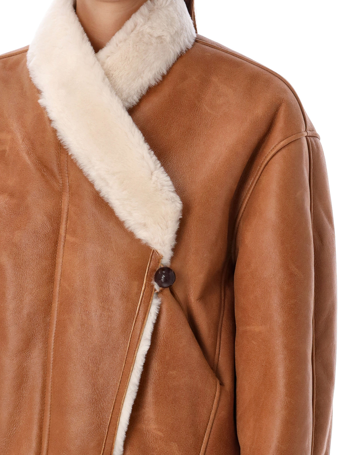 ISABEL MARANT Luxury Shearling Cropped Jacket with Fur Collar