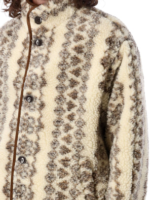 ISABEL MARANT Ecru & Brown Shearling Teddy Jacket