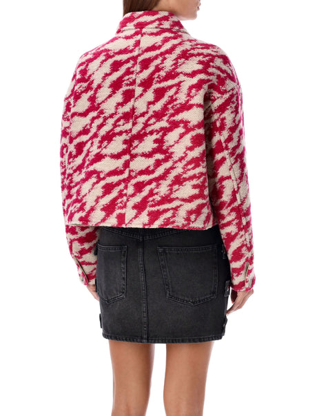 ISABEL MARANT ETOILE Chic Raspberry & Beige Patterned Wool-Blend Jacket