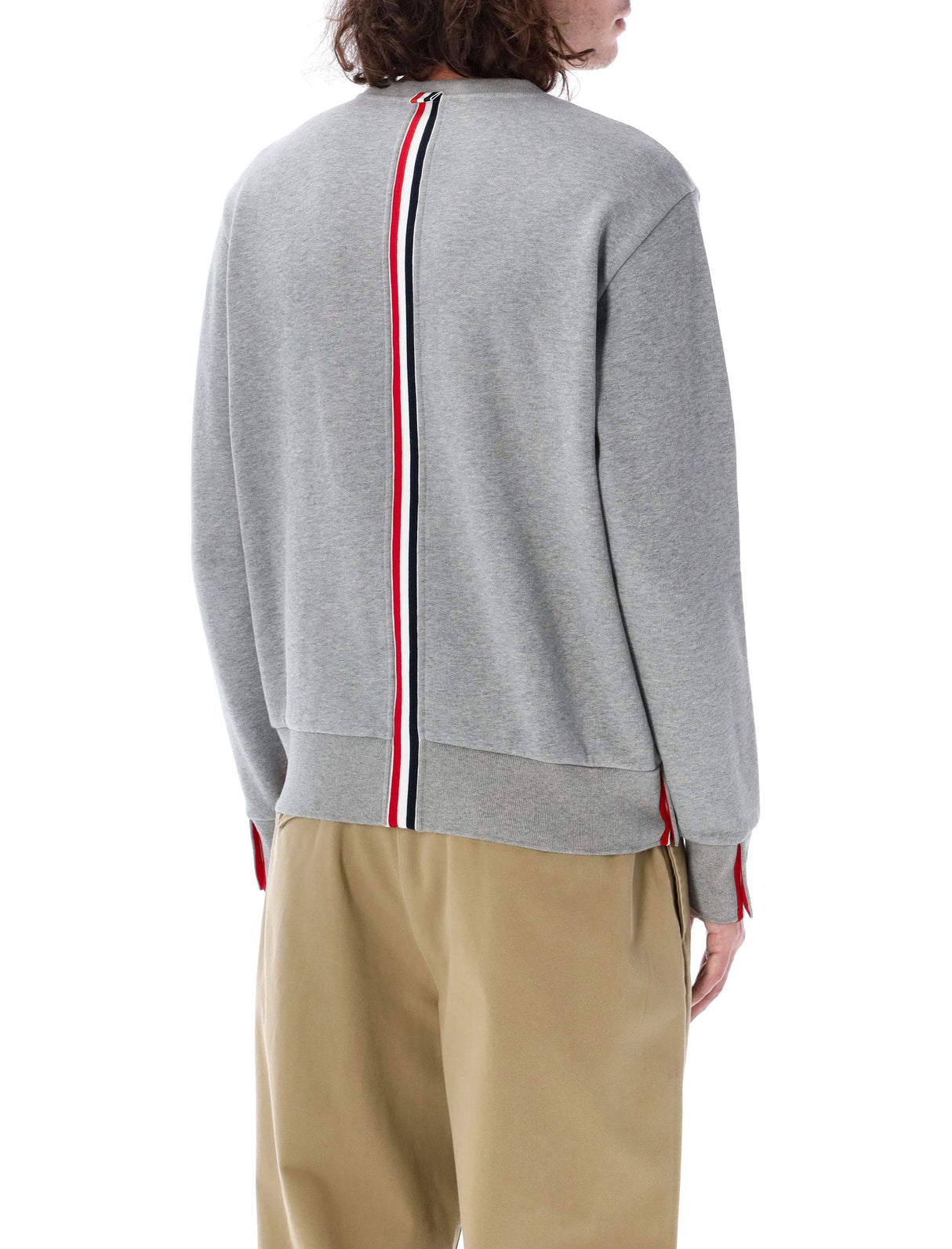 THOM BROWNE Elegant Crewneck Sweater with Iconic Details - Size 3