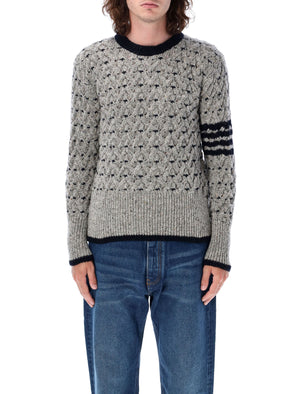 THOM BROWNE Elegant Cable Stitch Crewneck Sweater - Size 4