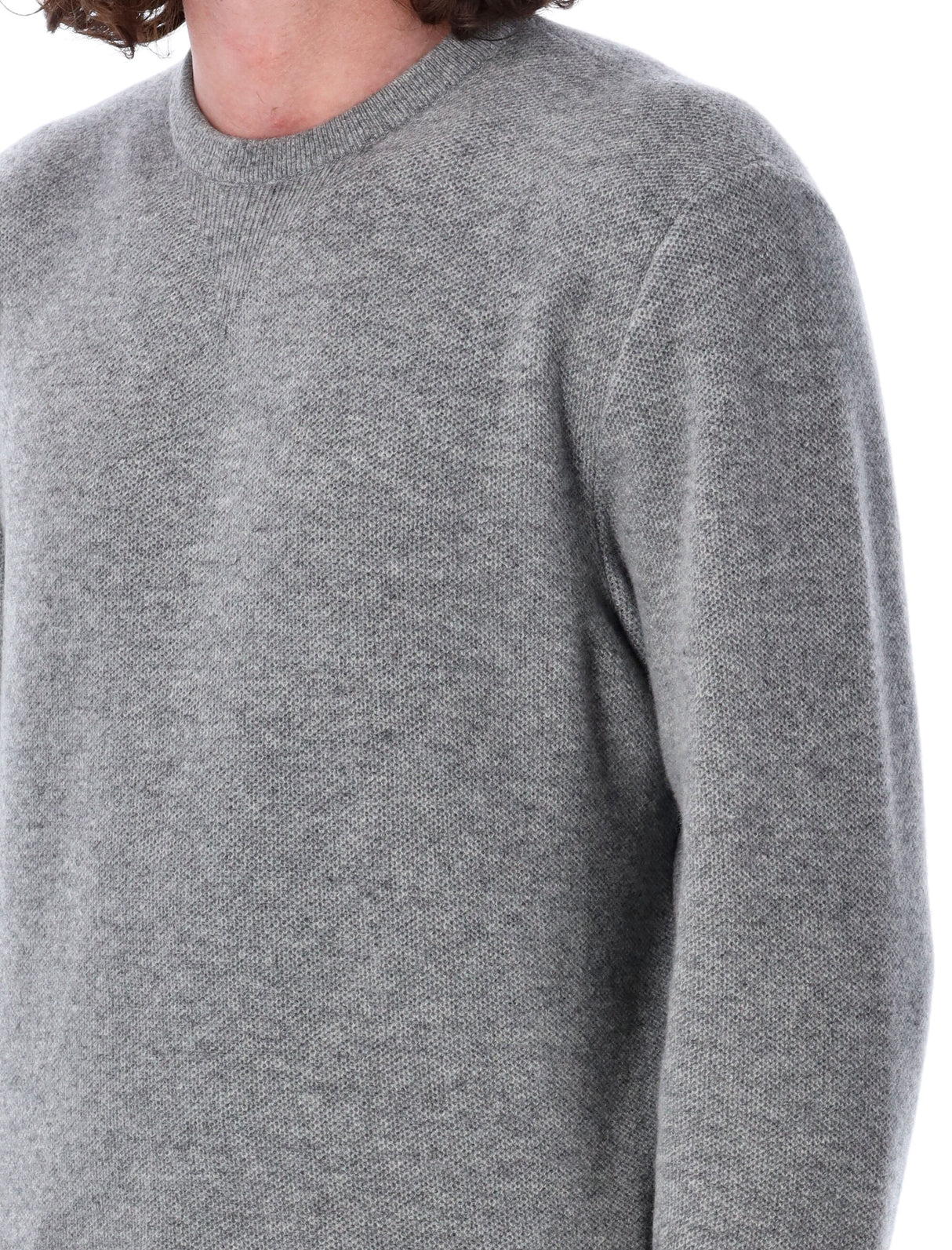 THOM BROWNE Refined Textured Wool Pullover with Signature Stripe