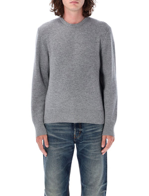 THOM BROWNE Refined Textured Wool Pullover with Signature Stripe