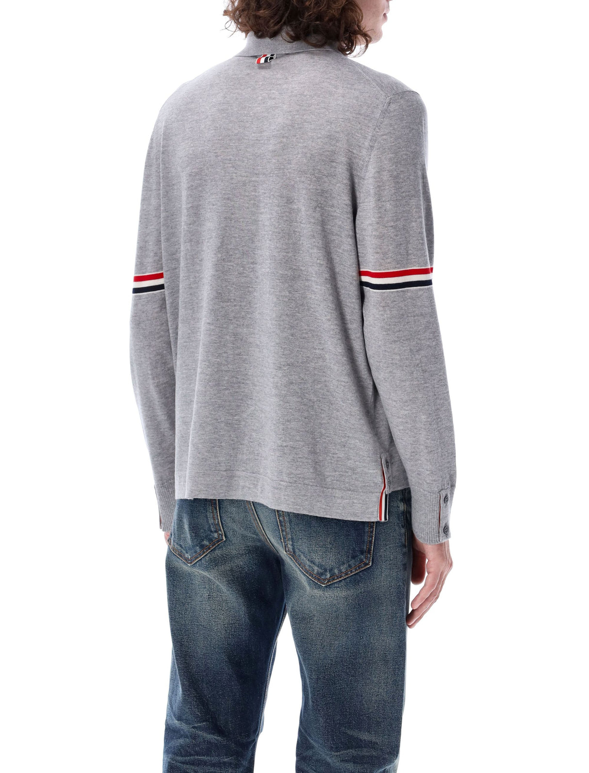 THOM BROWNE Elegant Virgin Wool Striped Sweater