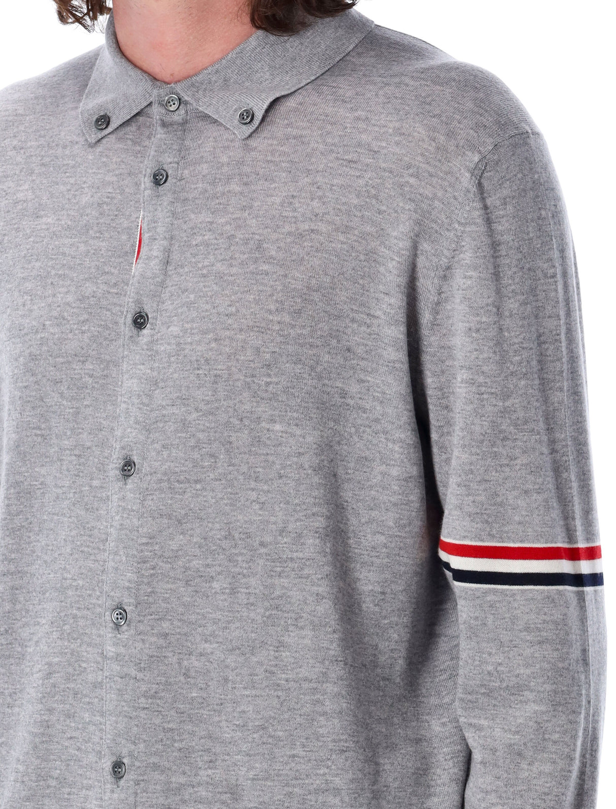 THOM BROWNE Elegant Virgin Wool Striped Sweater