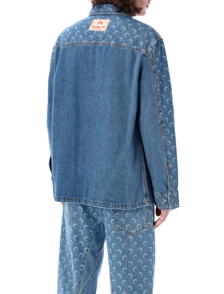 MARINE SERRE Lunar Print Denim Overshirt