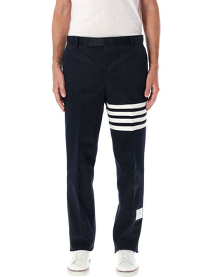 THOM BROWNE Classic Navy Chino Trousers with Signature Stripes