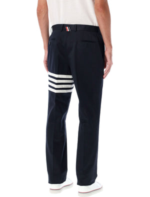 THOM BROWNE Classic Navy Chino Trousers with Signature Stripes