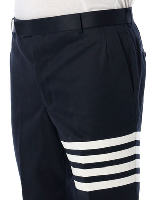 THOM BROWNE Classic Navy Chino Trousers with Signature Stripes