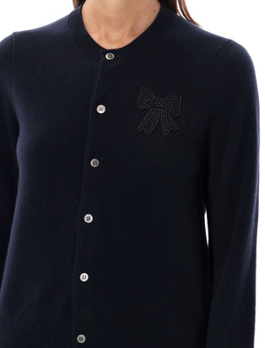 COMME DES GARÇONS Embroidered Cardigan with Crystal Bow - Women's Regular Fit