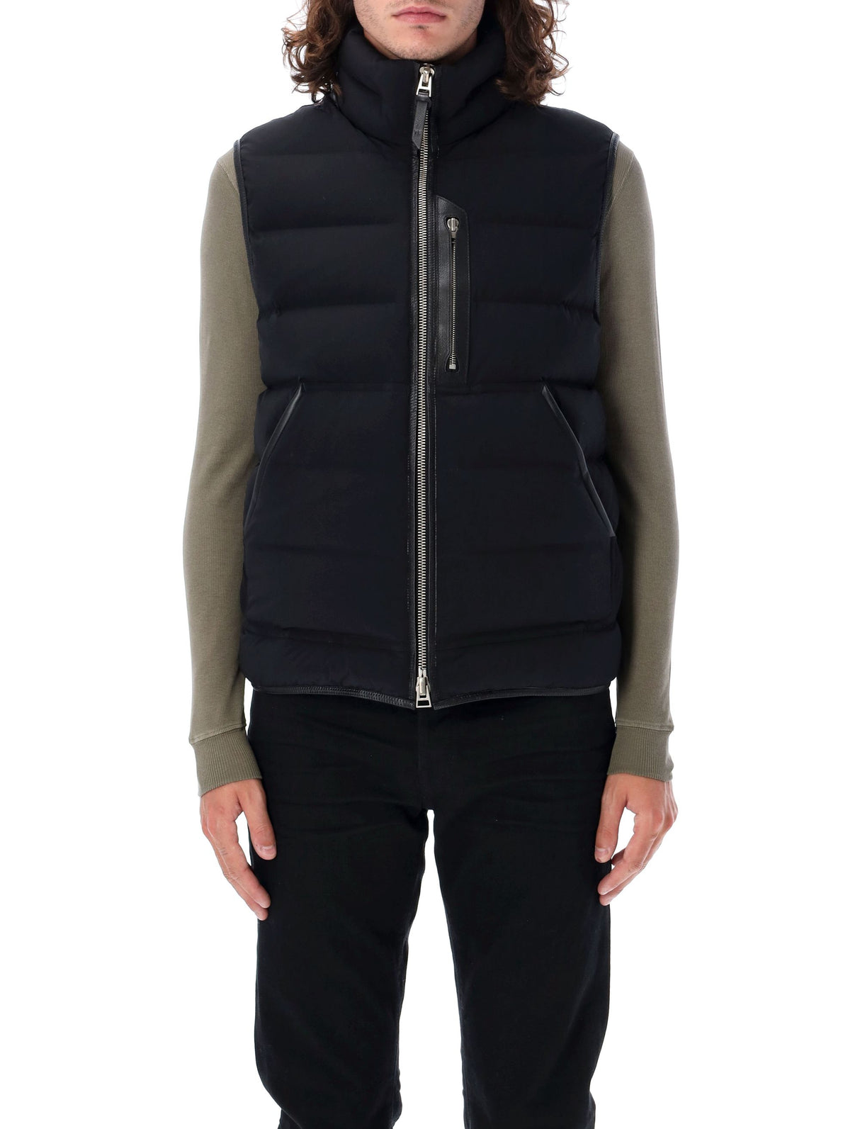 TOM FORD Sleek Quilted High-Collar Down Vest