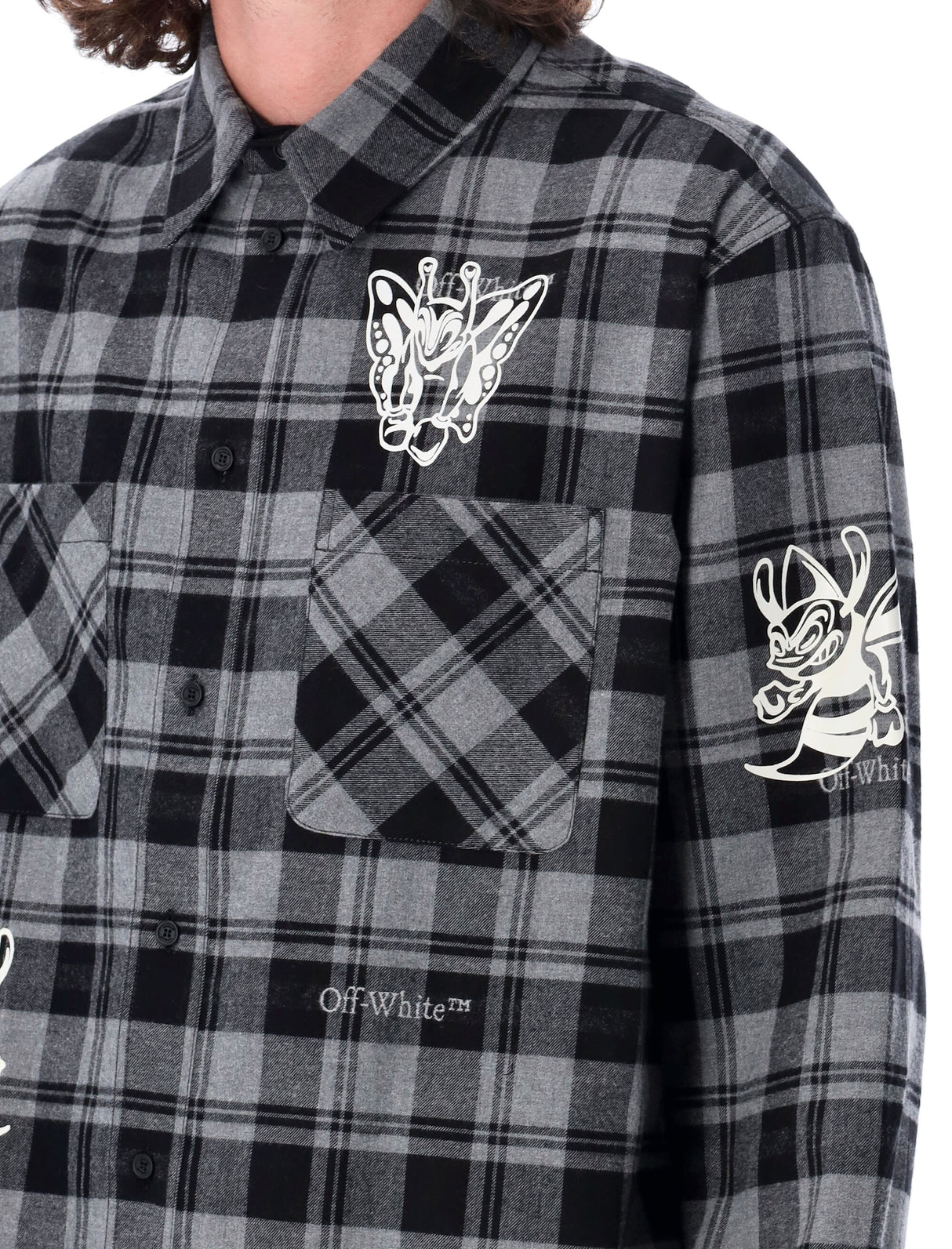 OFF-WHITE Urban Checkered Flannel Shirt with Graphic Accents