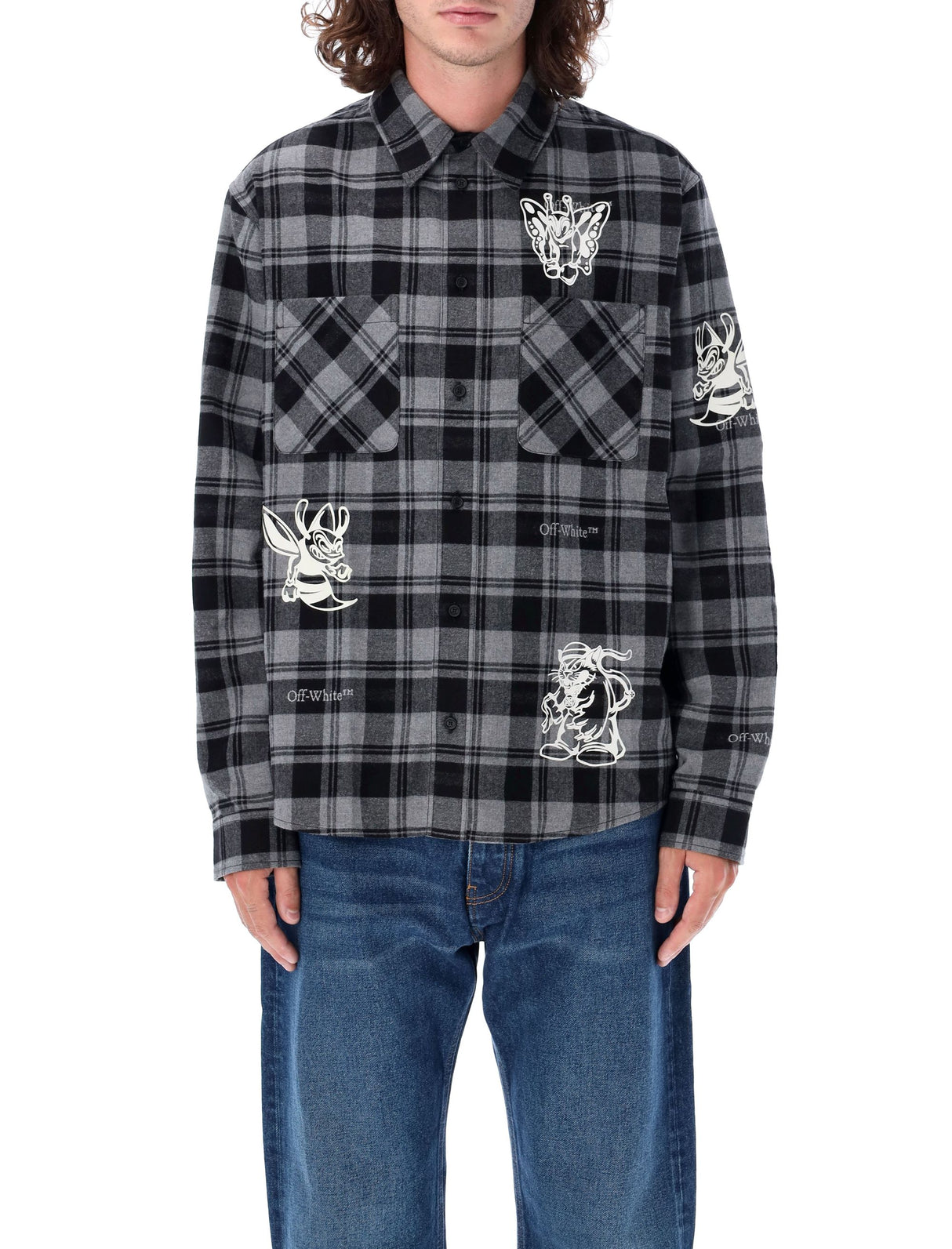 OFF-WHITE Urban Checkered Flannel Shirt with Graphic Accents