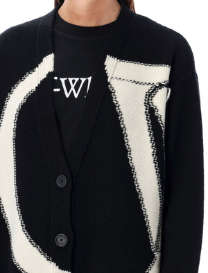 OFF-WHITE Maxi Logo Oversized Wool Cardigan