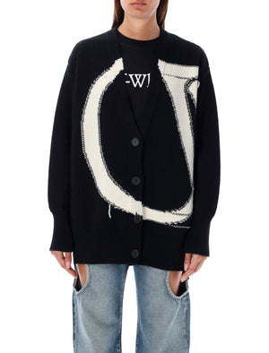 OFF-WHITE Maxi Logo Oversized Wool Cardigan