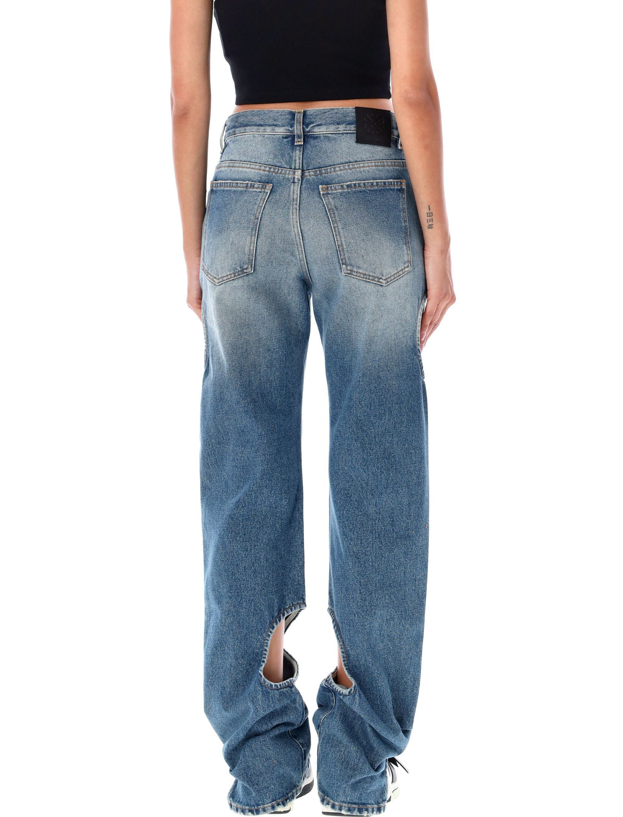 OFF-WHITE Meteor Cut-Out Straight-Leg Jeans