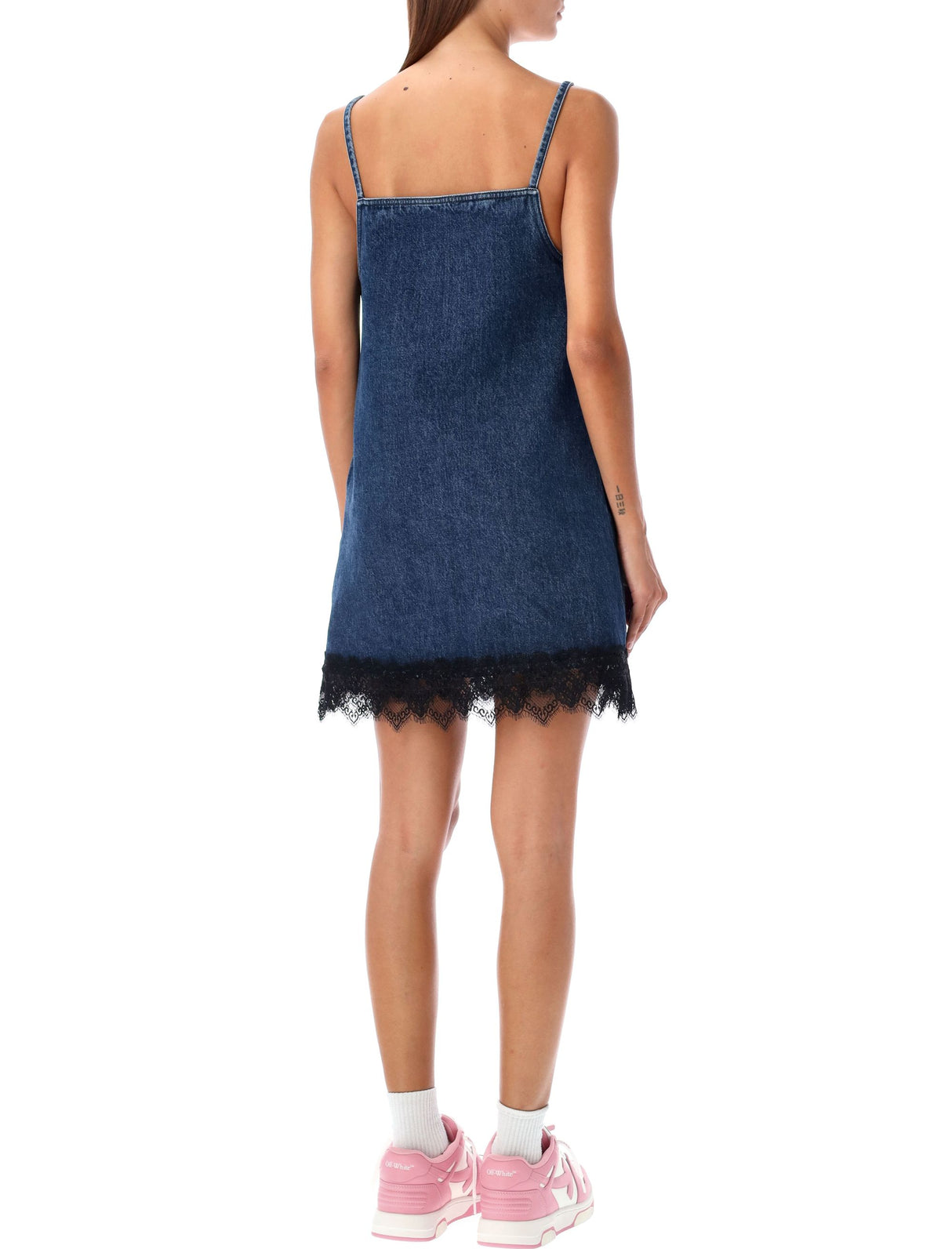 OFF-WHITE Women's Mini Denim Dress with Lace Details