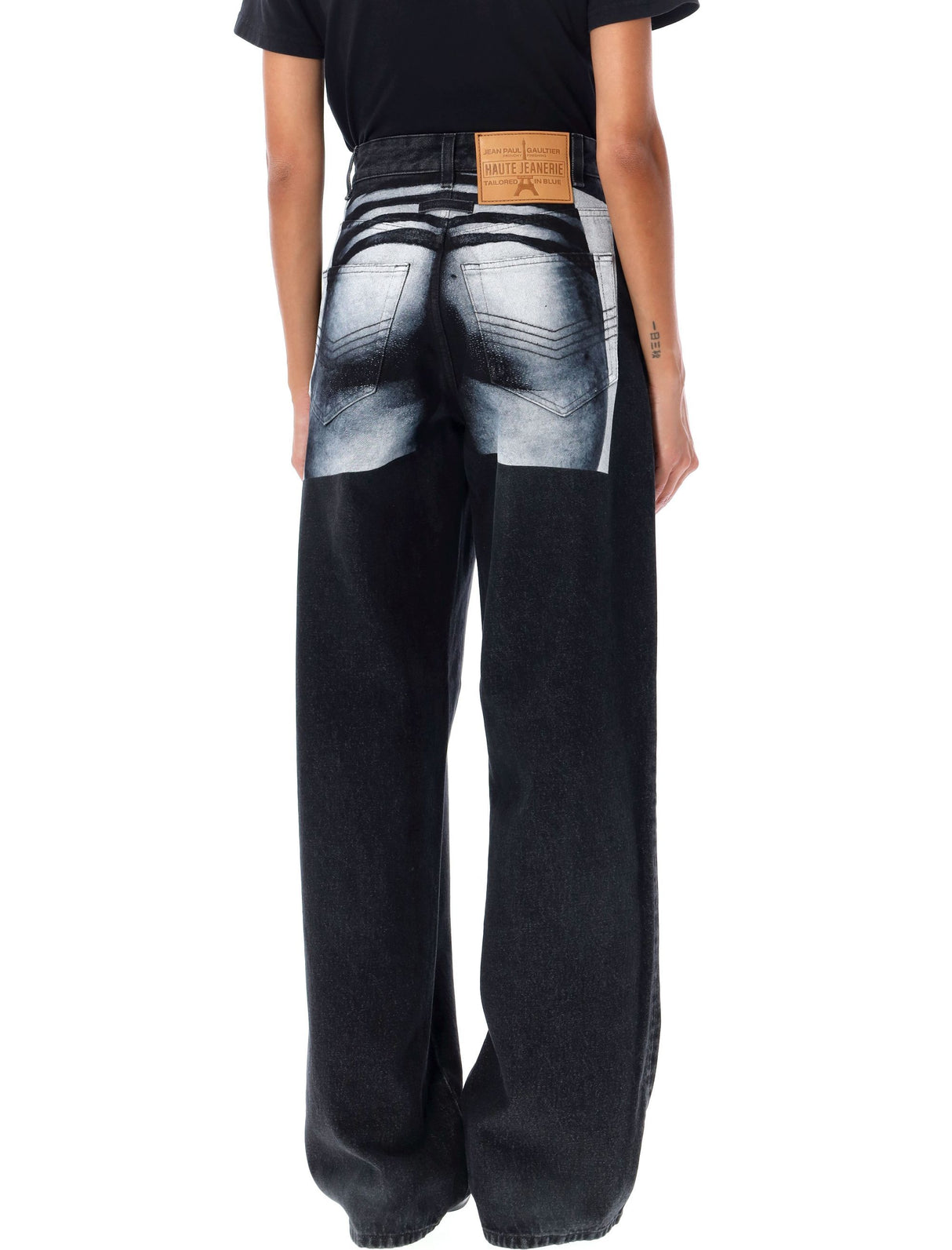 JEAN PAUL GAULTIER High-Rise Wide-Leg Painted Denim Jeans