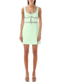 SELF-PORTRAIT Mint Green Diamante Bow Mini Dress