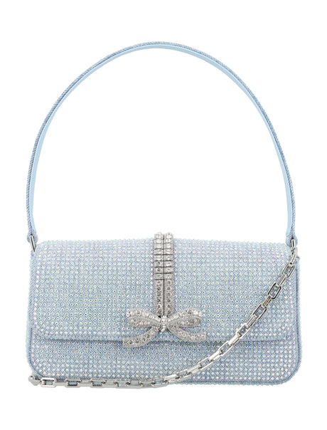 SELF-PORTRAIT Dazzling Denim Mini Handbag with Rhinestone Detail