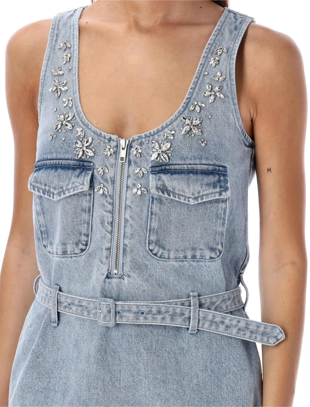 SELF-PORTRAIT Chic Embellished Denim Mini Dress