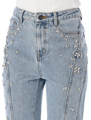 SELF-PORTRAIT Crystal Spark Denim Pants