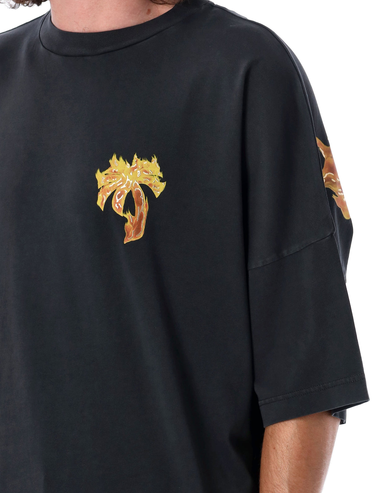 PALM ANGELS Golden Flame Oversized T-Shirt