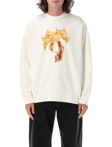 PALM ANGELS Burning Palm Graphic Crew Neck Sweatshirt