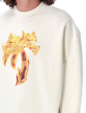 PALM ANGELS Burning Palm Graphic Crew Neck Sweatshirt