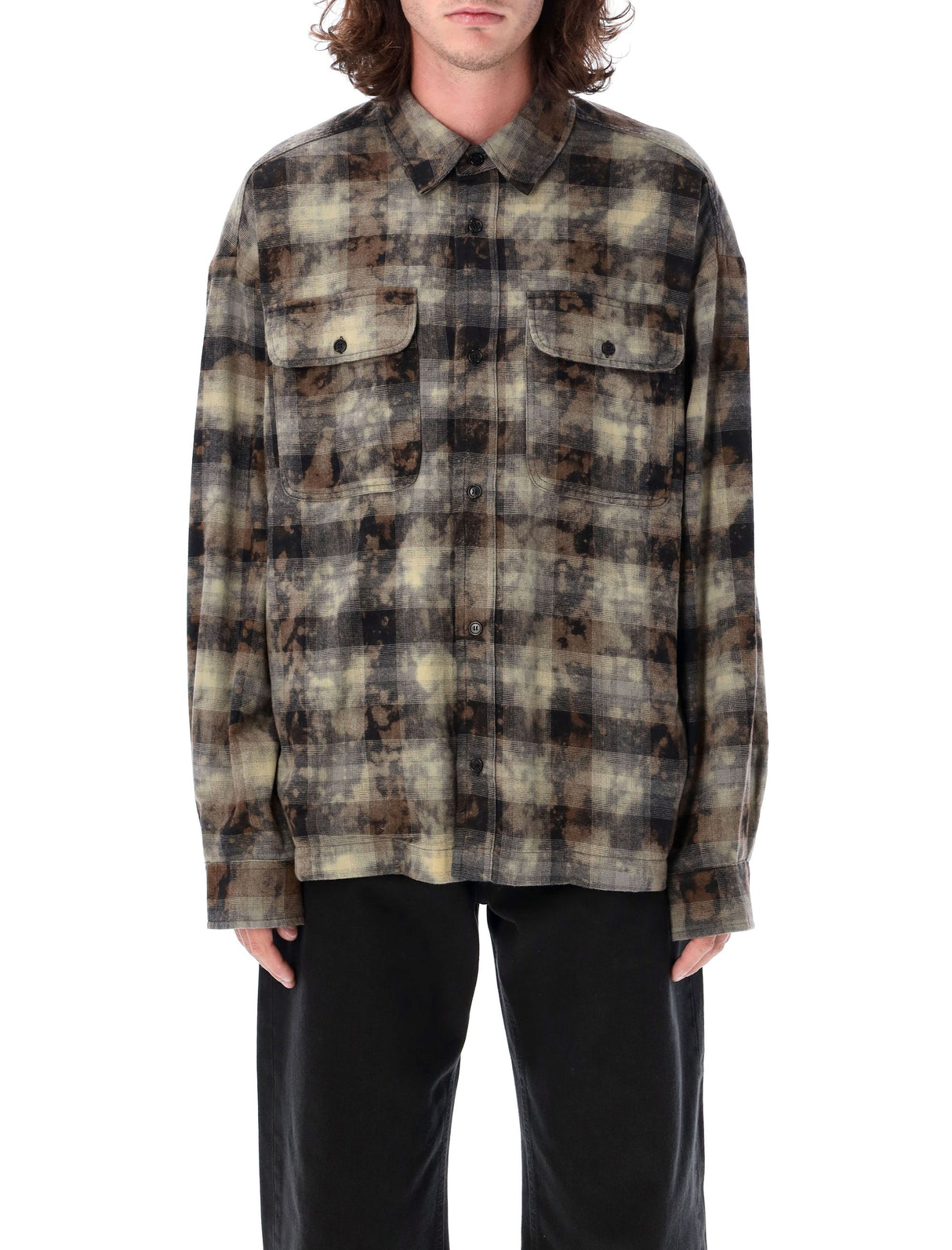 PALM ANGELS Checkered Flannel Fashion Shirt