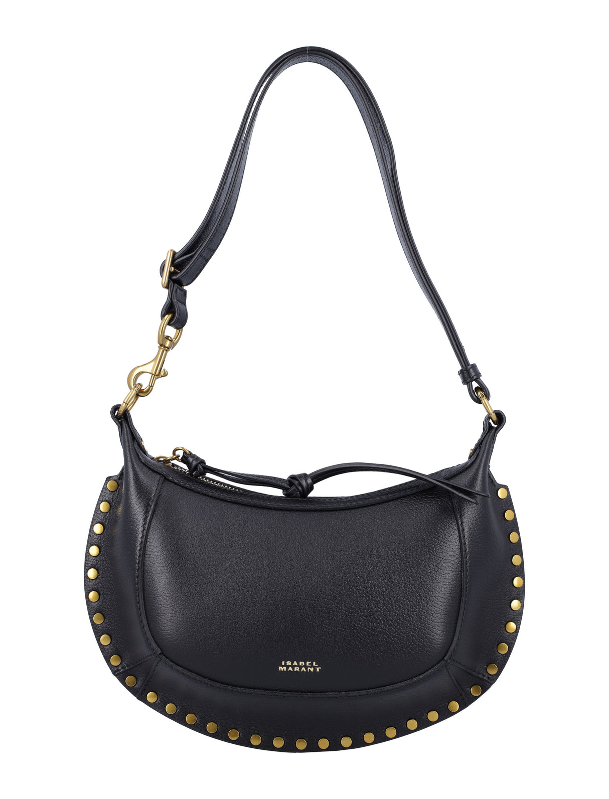 ISABEL MARANT Mini Moon Crossbody Bag in Grainy Black Leather (H 6.7" x W 9.8" x D 3.1")