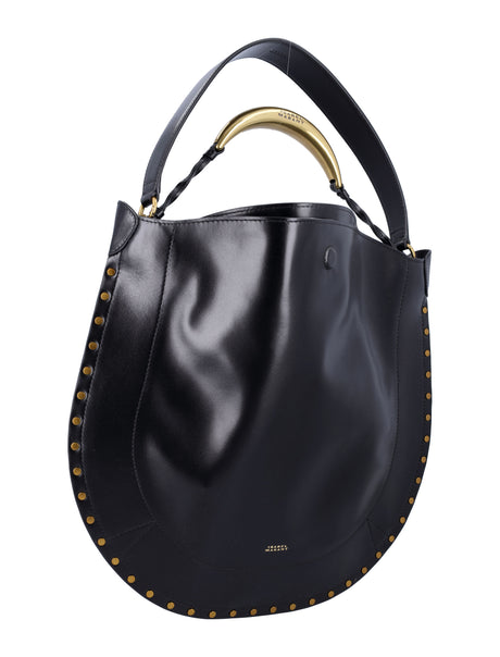 ISABEL MARANT Elegant Sculptured Leather Hobo Bag with Gold Stud Accents - 39.5H x 41W cm