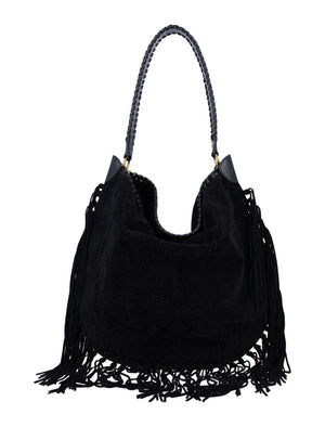 ISABEL MARANT Fringe Suede Hobo Handbag - 39cm x 41cm