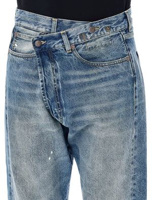 R13 Crossover Distressed Jeans in Jasper Blue