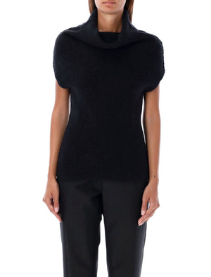 RICK OWENS Slim Fit Knit Top with Soft Cowl Neck - Size M