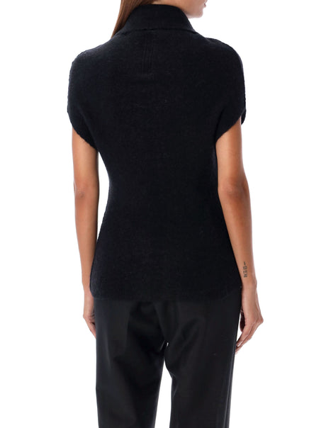 RICK OWENS Slim Fit Knit Top with Soft Cowl Neck - Size M