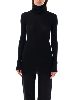 RICK OWENS Elegant Ribbed Long Sleeve Knit Turtleneck