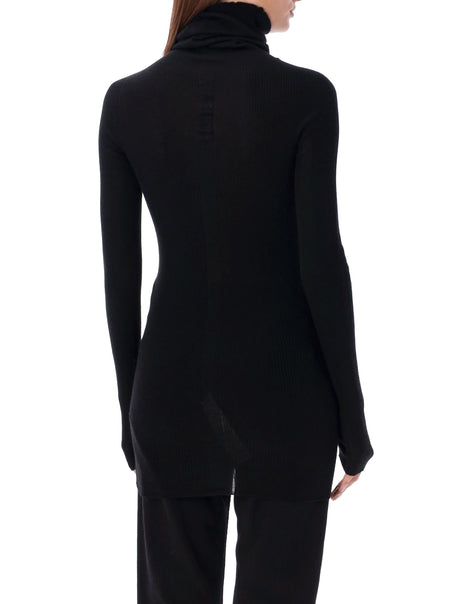 RICK OWENS Elegant Ribbed Long Sleeve Knit Turtleneck