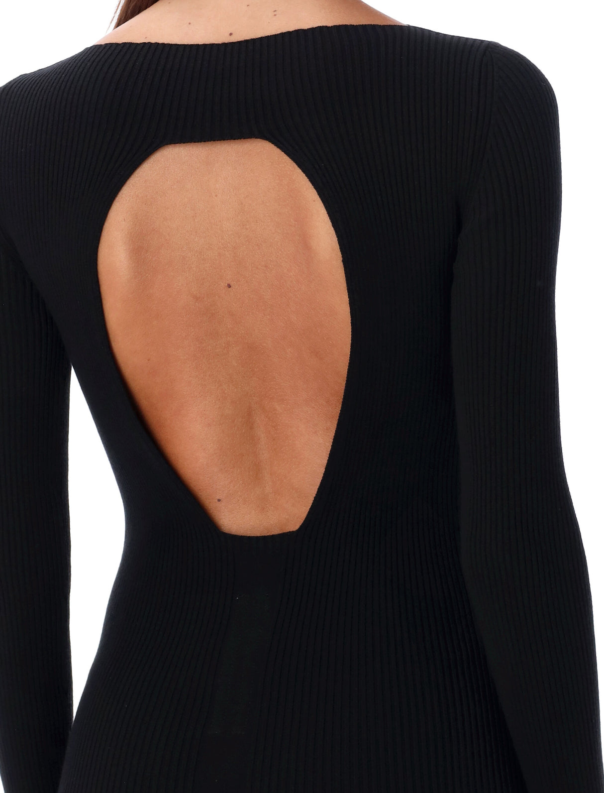 RICK OWENS Elegant Ribbed Knit Open-Back Bodycon Dress