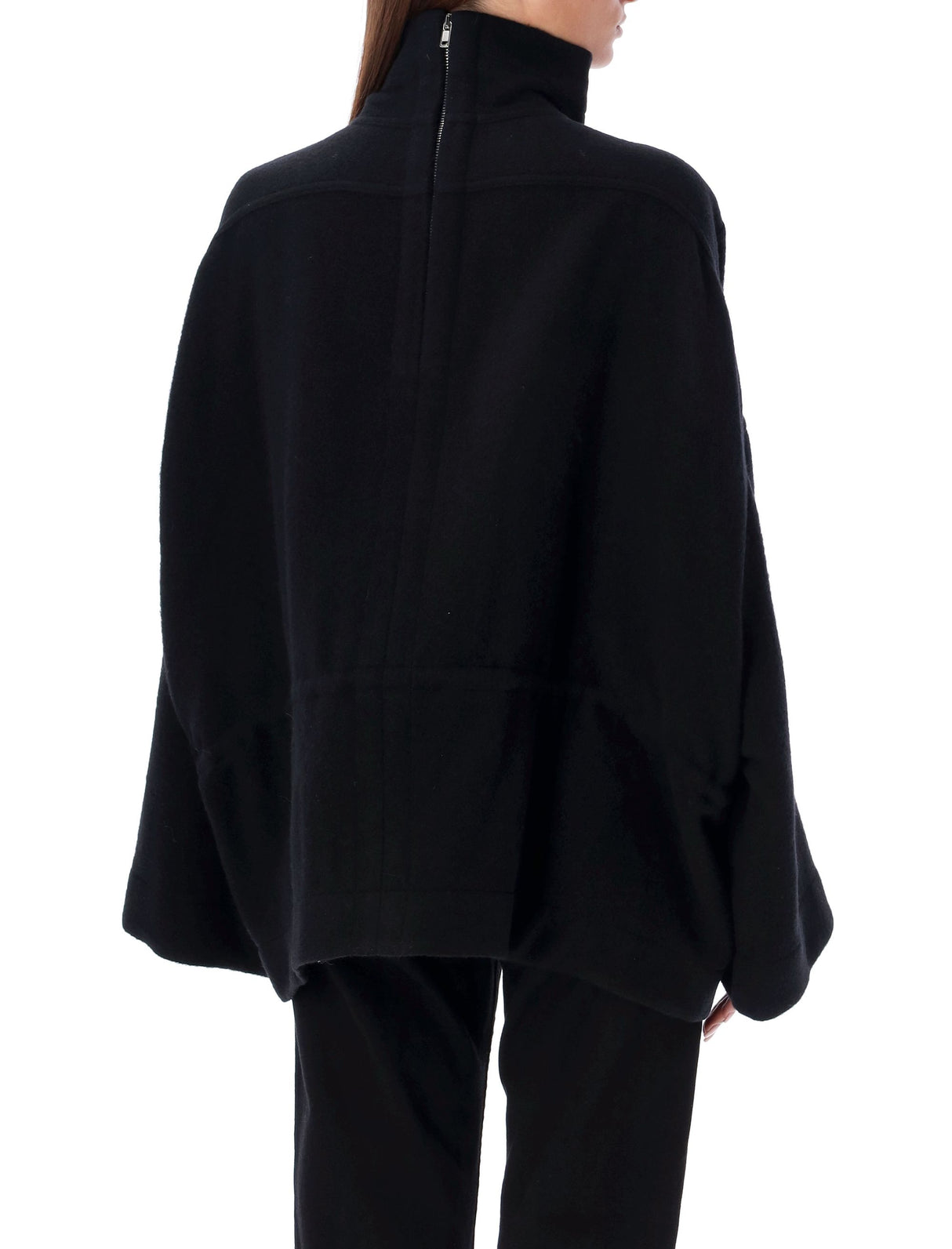 RICK OWENS High Neck Wool Cape Jacket