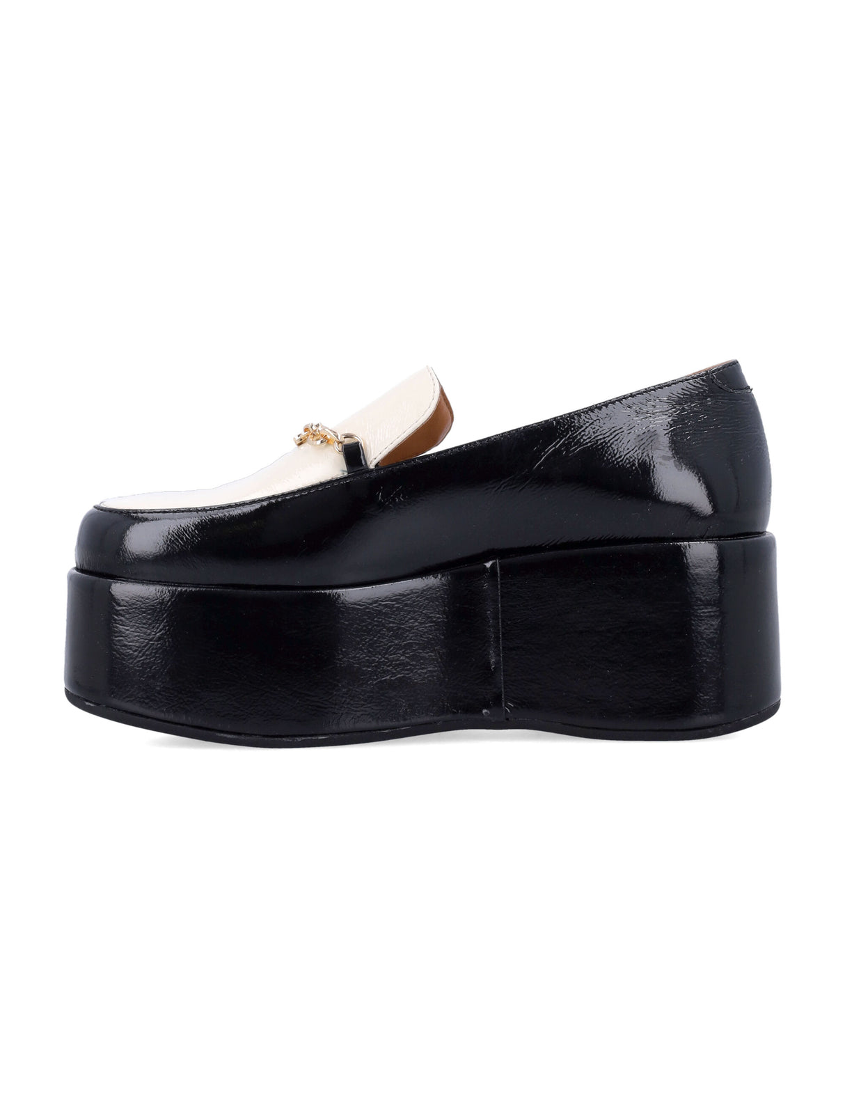 GANNI Bicolor Patent Platform Loafers with 7 cm Heel