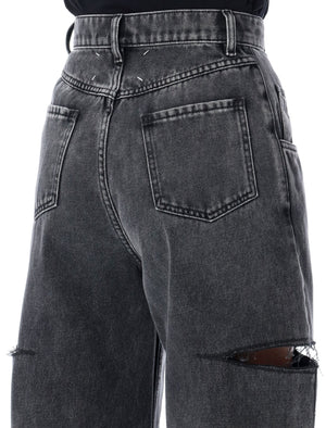 MAISON MARGIELA Distressed Wide-Leg Denim with Cut-Outs