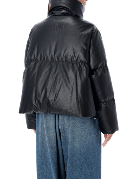 MM6 MAISON MARGIELA Eco Leather Puffer Jacket with High Collar