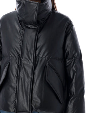 MM6 MAISON MARGIELA Eco Leather Puffer Jacket with High Collar