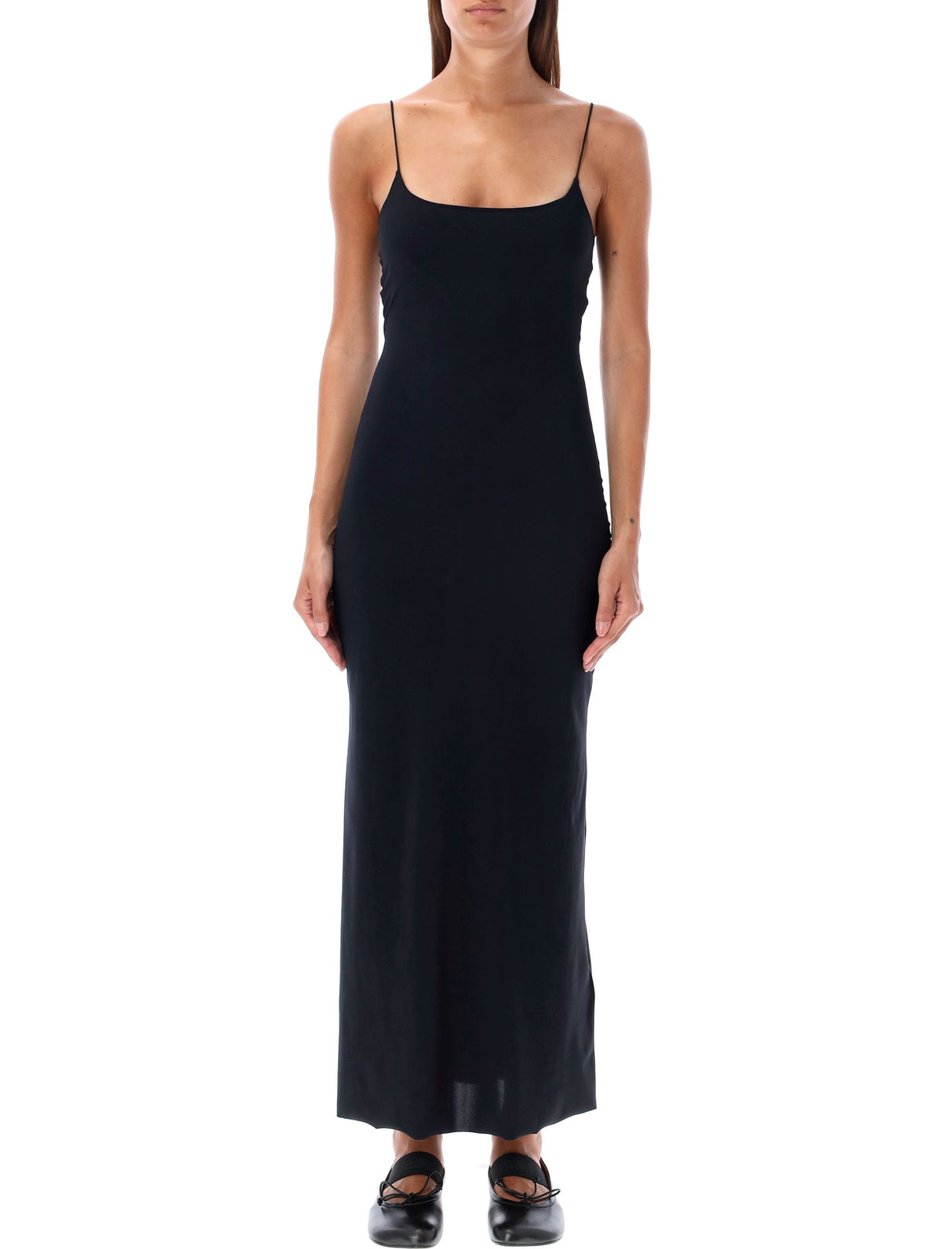 MM6 MAISON MARGIELA Chic Square Neckline Maxi Dress with Spaghetti Straps