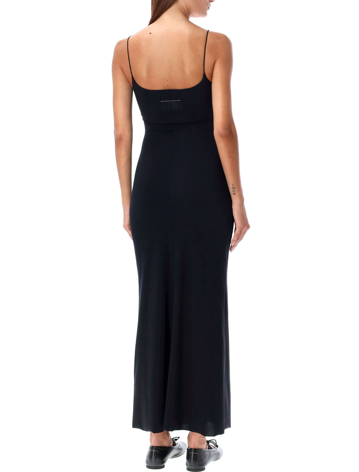 MM6 MAISON MARGIELA Chic Square Neckline Maxi Dress with Spaghetti Straps